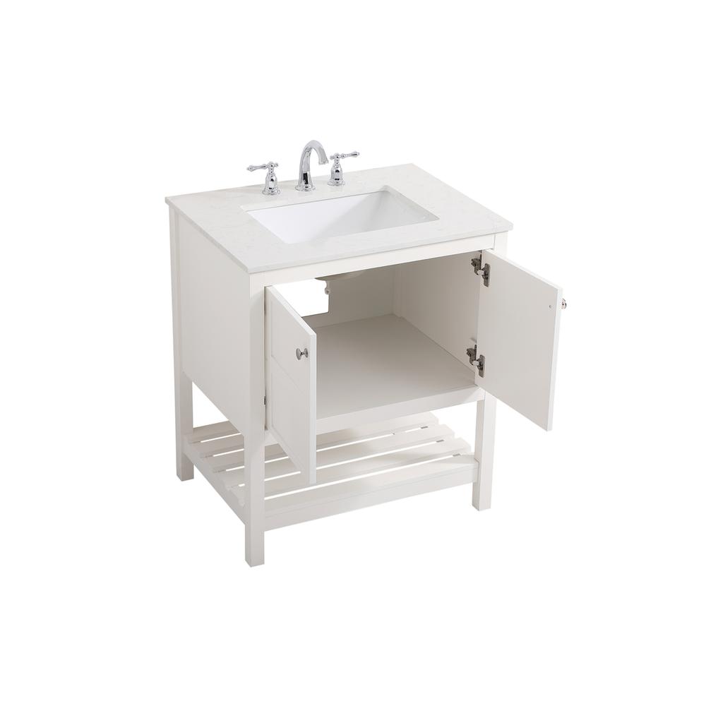 30 inch Single Bathroom Vanity in White. Picture 8