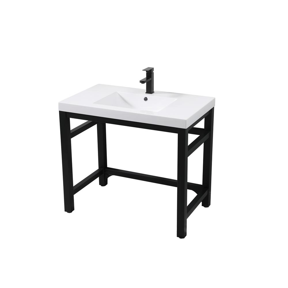 36 inch ADA compliant Single bathroom metal vanity in black. Picture 7
