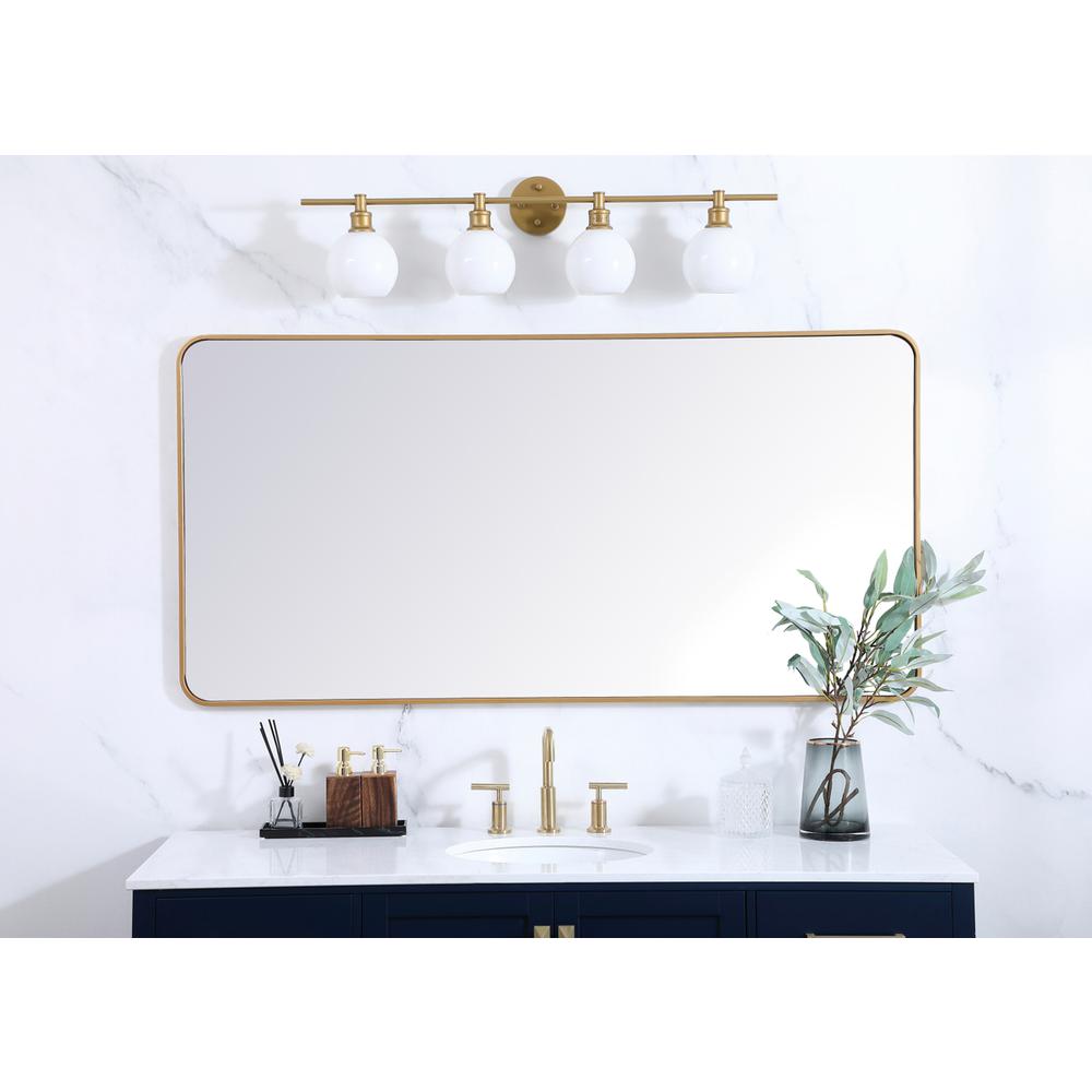 Soft corner metal rectangular mirror 30x60 inch in Brass. Picture 9