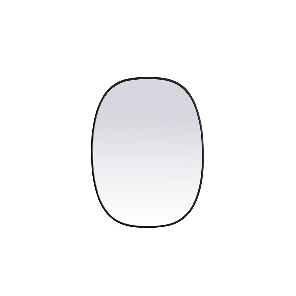 Metal Frame Oval Mirror 30x40 Inch in Black. Picture 1