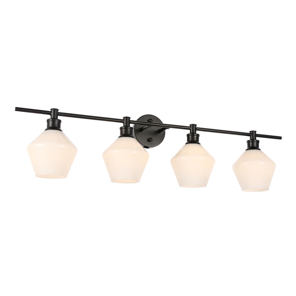 Gene 4 light Black and Frosted white glass Wall sconce. Picture 11