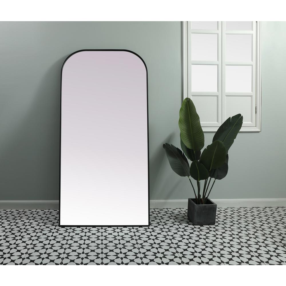 Metal Frame Arch Full Length Mirror 35x72 Inch in Black. Picture 11