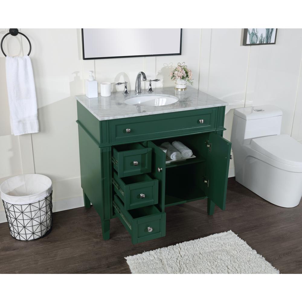 36 inch Single bathroom vanity in green. Picture 3