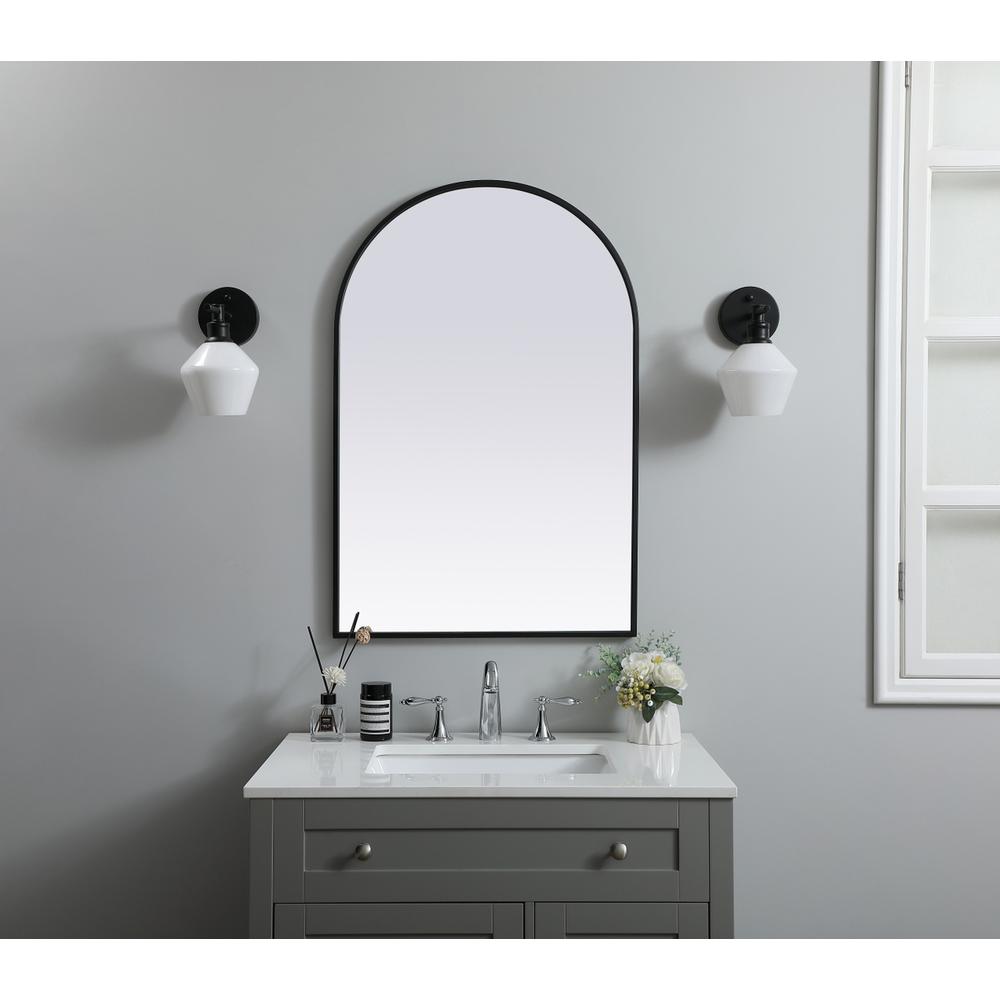 Metal Frame Arch Mirror 24x36 Inch in Black. Picture 9