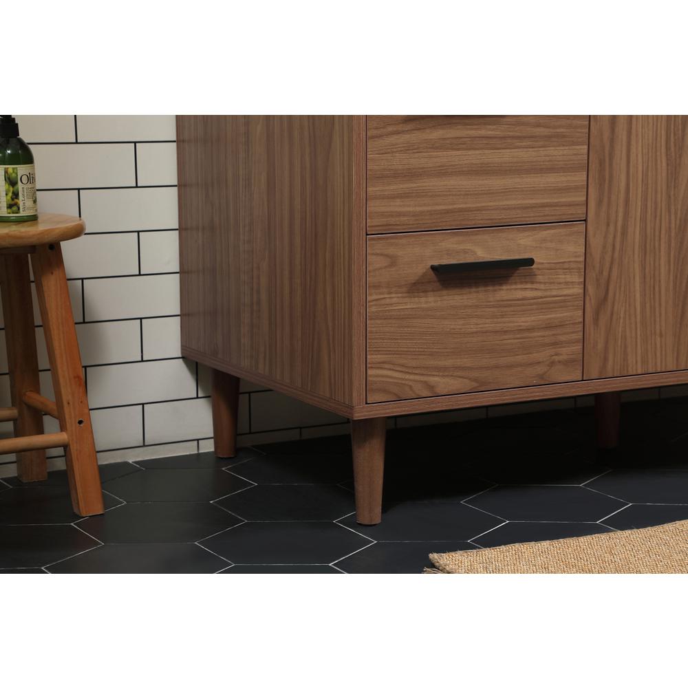 48 inch Single bathroom vanity in walnut brown with backsplash. Picture 6