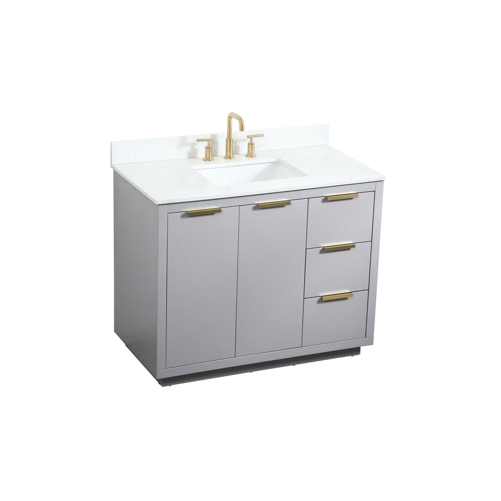 42 inch Single bathroom vanity in grey with backsplash. Picture 8