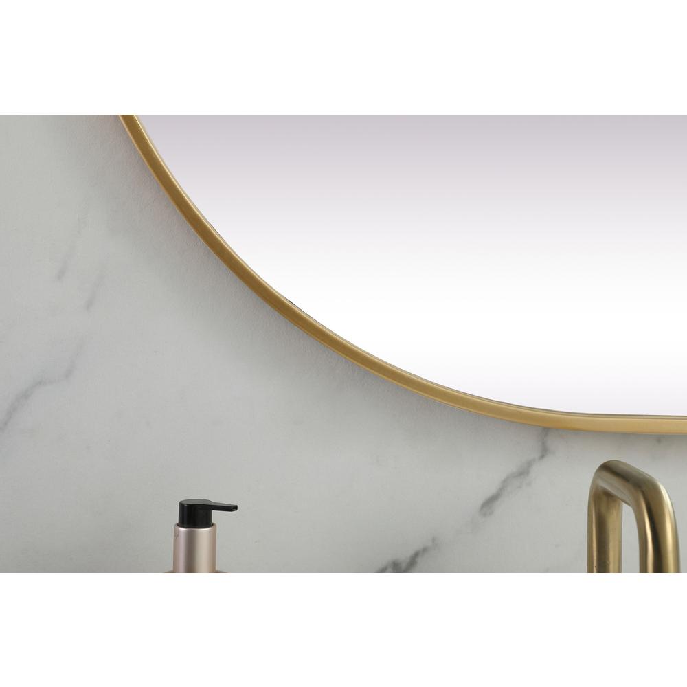 Metal Frame Oval Mirror 30x72 Inch in Brass. Picture 5