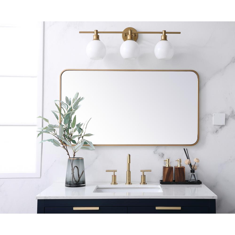 Soft corner metal rectangular mirror 22x40 inch in Brass. Picture 9