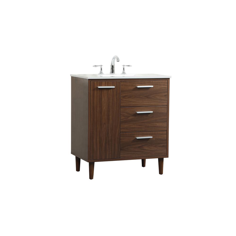 30 inch bathroom vanity in Walnut. Picture 7