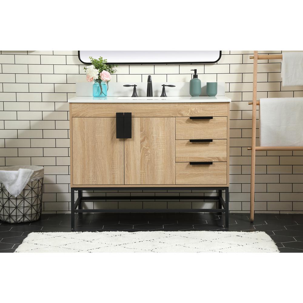 42 inch Single bathroom vanity in mango wood with backsplash. Picture 14