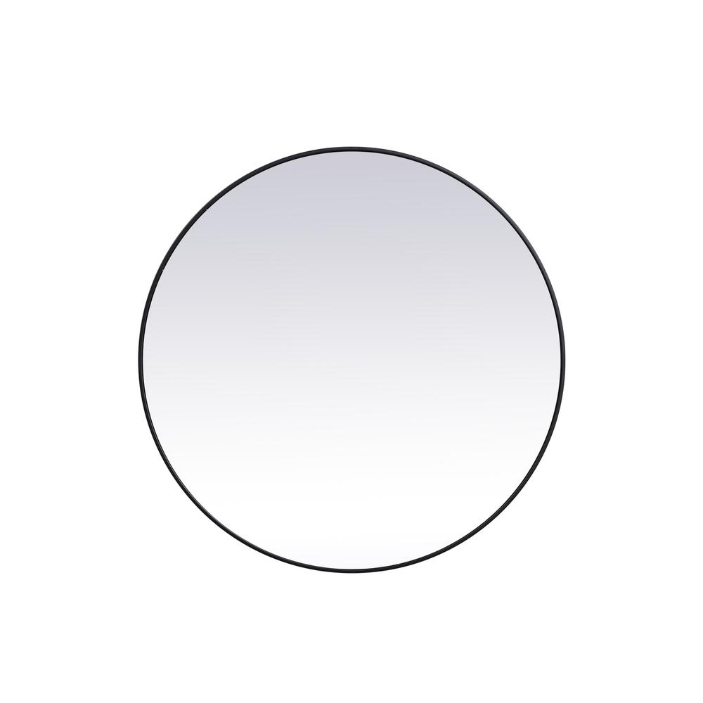 Metal frame round mirror 45 inch in Black. Picture 1