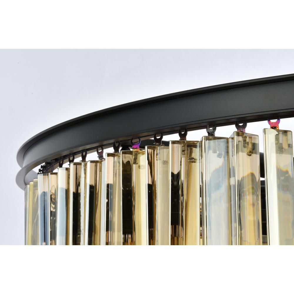Sydney 33 light Matte Black Chandelier Golden Teak (Smoky) Royal Cut Crystal. Picture 5