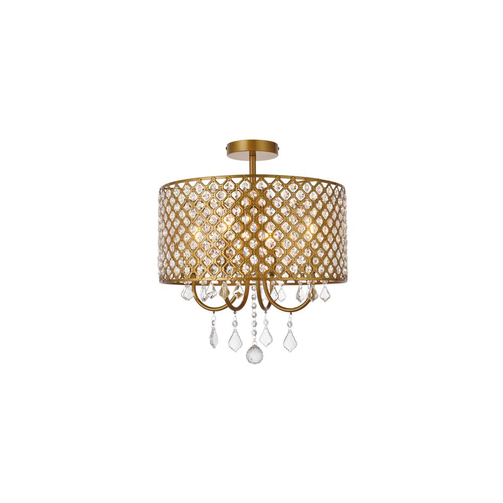 Elise 17 inch flush mount in brass. Picture 1
