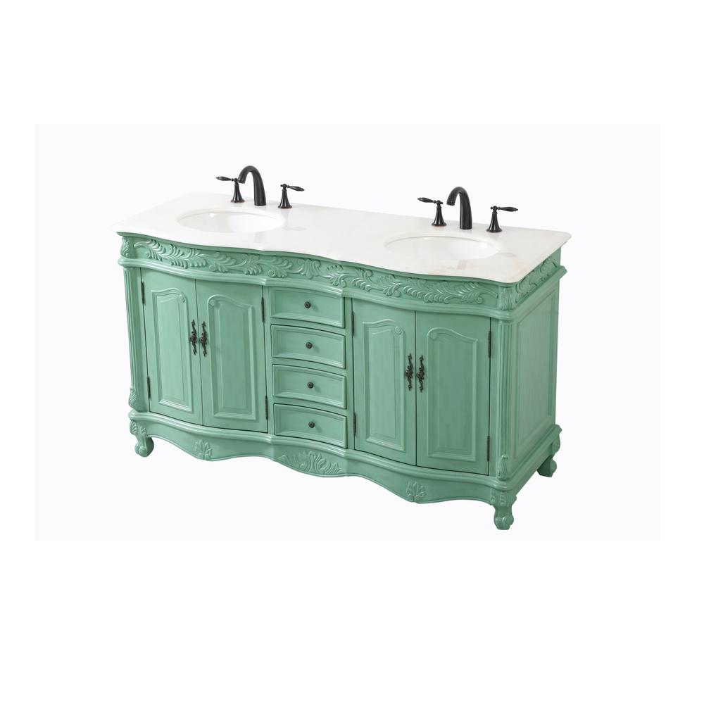 60 inch double bathroom vanity in vintage mint. Picture 8