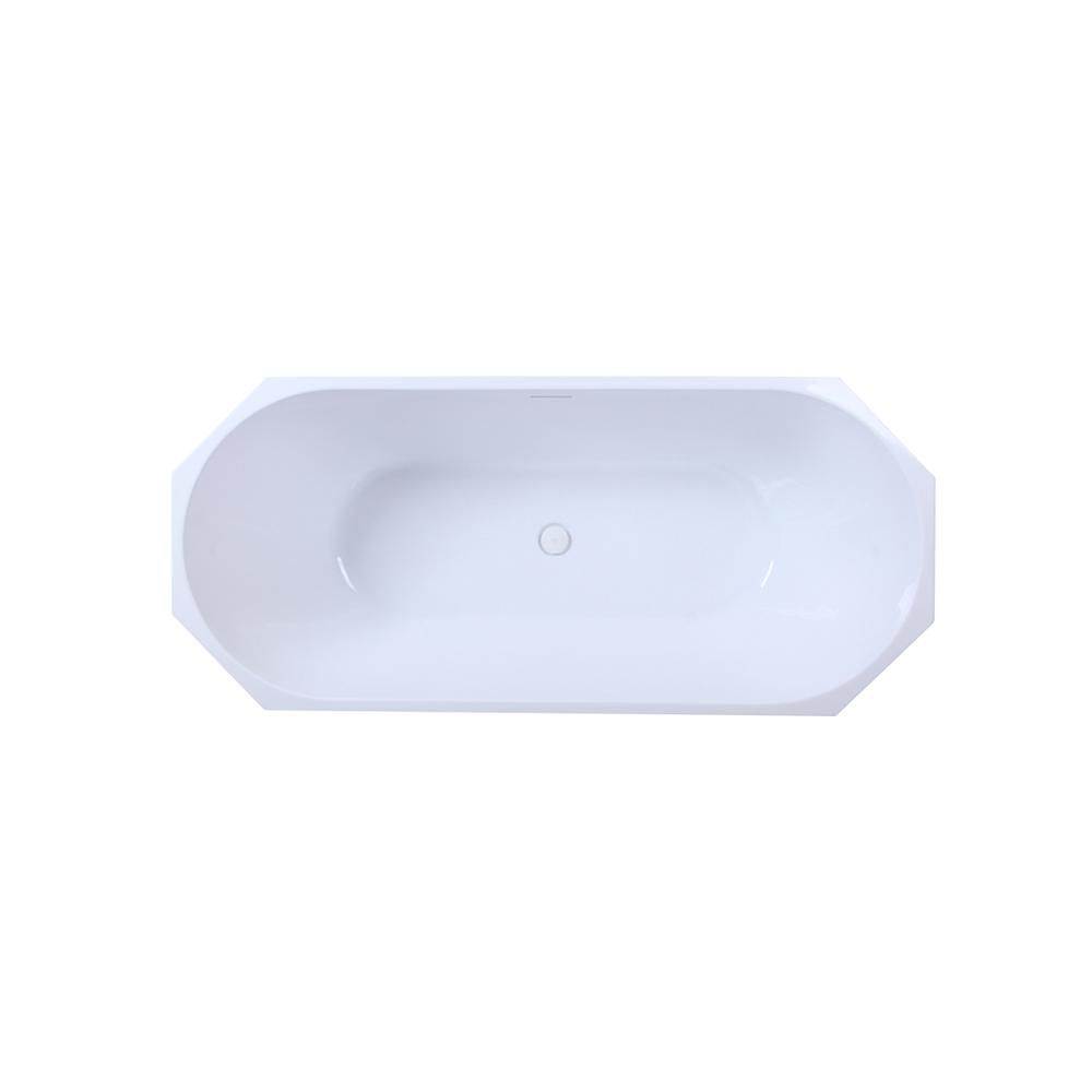 67 inch soaking diamond style bathtub in glossy white. Picture 9