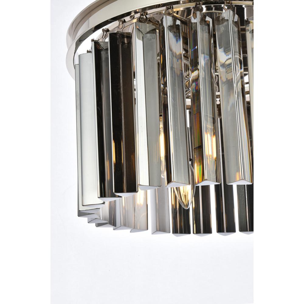 Sydney 3 light polished nickel Flush Mount Silver Shade (Grey) Royal Cut Crystal. Picture 4