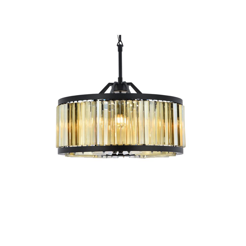 Chelsea 8 light Matte Black Chandelier Golden Teak (Smoky) Royal Cut Crystal. Picture 2
