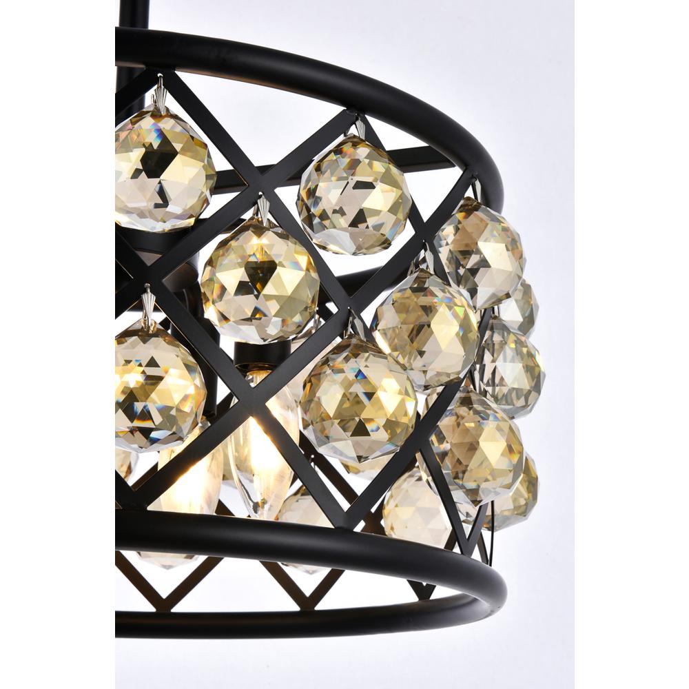 Madison 4 light Matte Black Pendant Golden Teak (Smoky) Royal Cut Crystal. Picture 5
