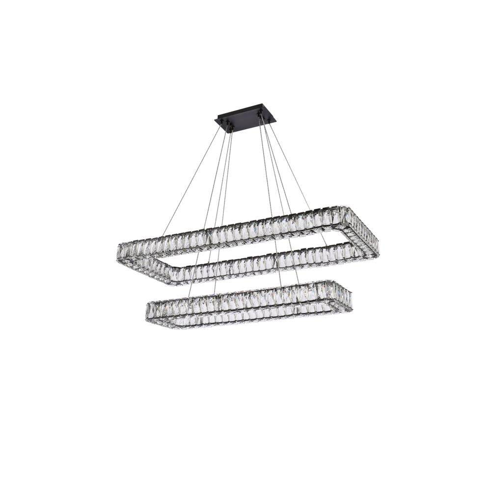Monroe 42 inch LED double rectangle pendant in black. Picture 6