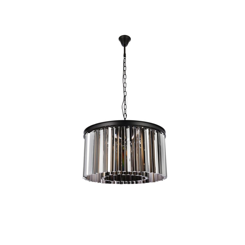 Sydney 8 light Matte Black Chandelier Silver Shade (Grey) Royal Cut Crystal. Picture 6
