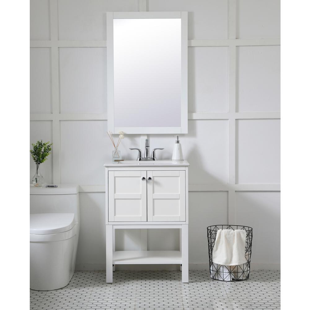 Aqua rectangle vanity mirror 24 inch in White. Picture 3