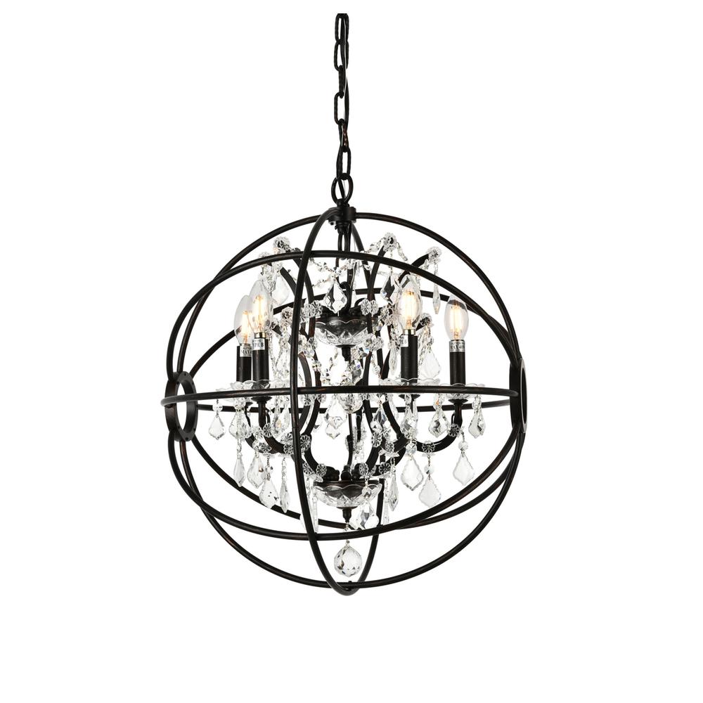 Geneva 5 light Dark Bronze Pendant Clear Royal Cut crystal. Picture 7