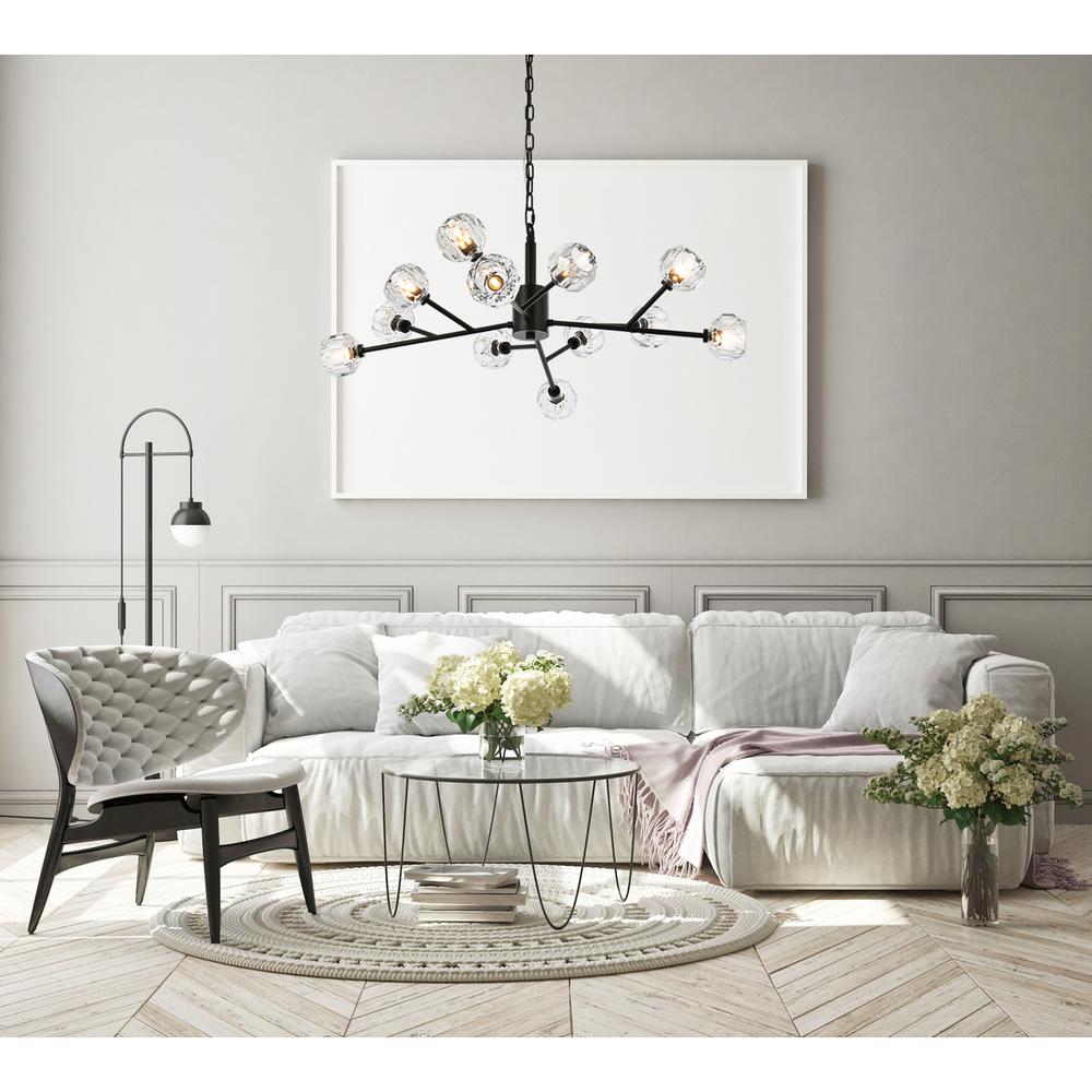 Graham 12 Light Pendant in Black. Picture 8
