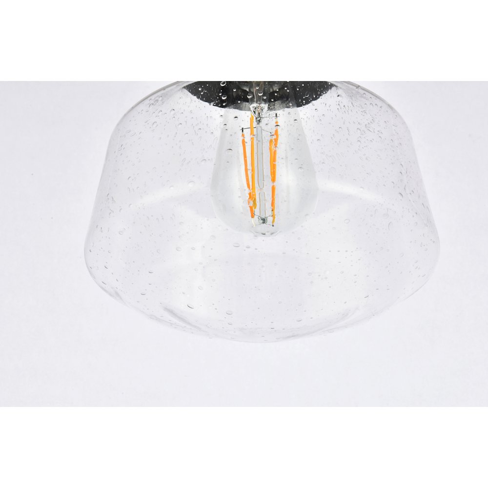 Lyle 1 Light Black And Clear Seeded Glass Plug In Pendant. Picture 4