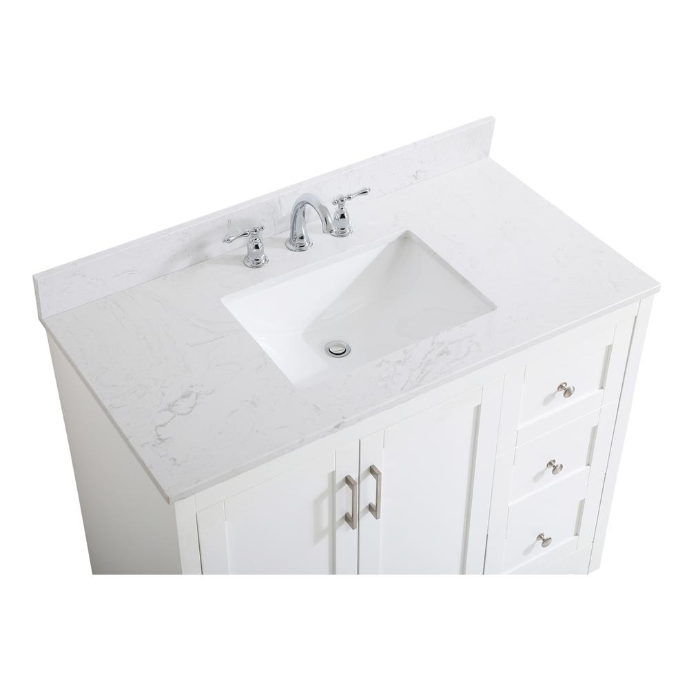 42 inch Single Bathroom Vanity in White with Backsplash. Picture 11