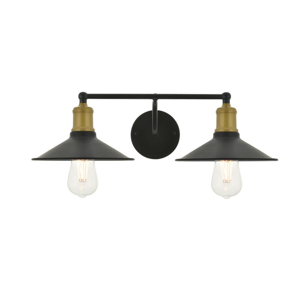 Etude  2 light brass and black Wall Sconce. Picture 1
