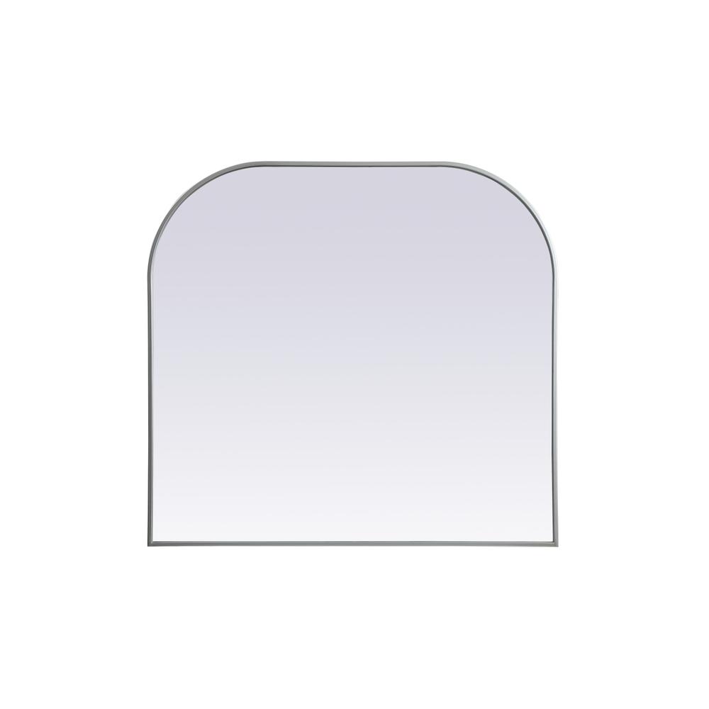 Metal Frame Arch Mirror 40x38 Inch in Silver. Picture 1