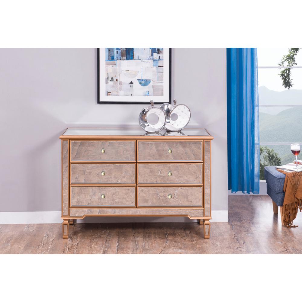 6 Drawer Dresser 48 in. x 18 in. x 32 in. in Gold paint. Picture 12