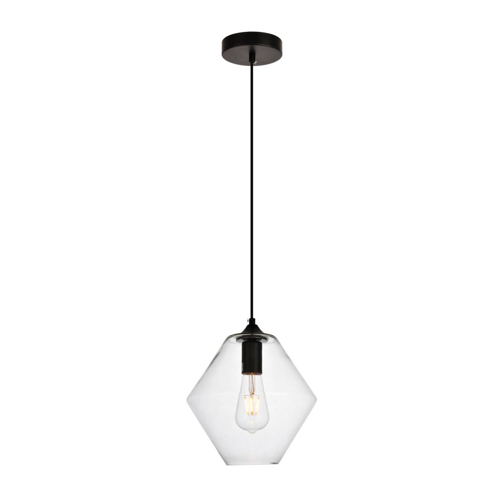 Placido Collection Pendant D9.4 H10.8 Lt:1 Black and Clear Finish. Picture 1