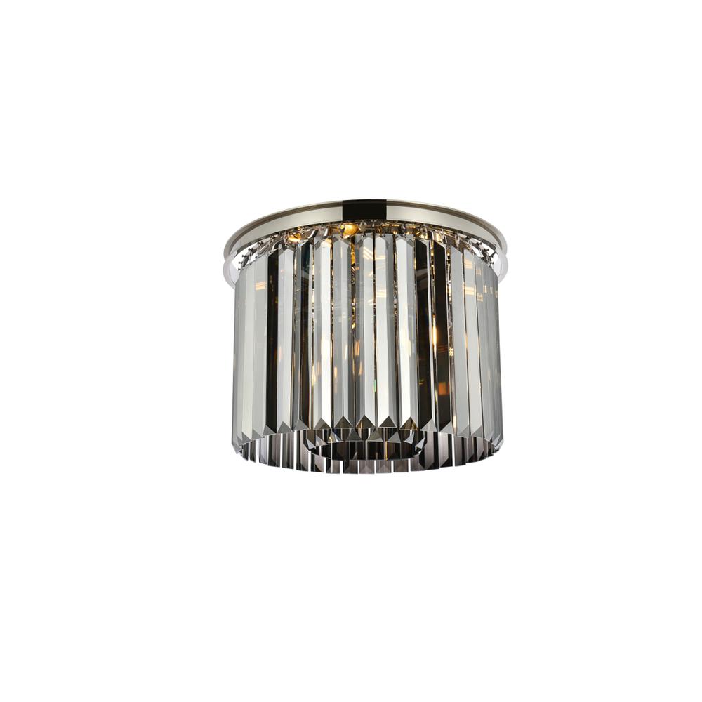 Sydney 6 light polished nickel Flush Mount Silver Shade (Grey) Royal Cut Crystal. Picture 1