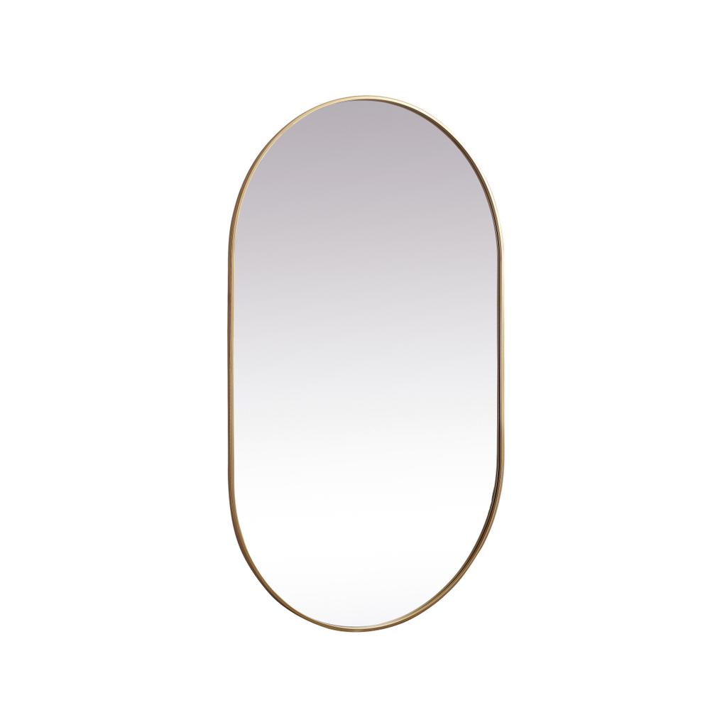 Metal Frame Oval Mirror 36x60 Inch in Brass. Picture 7