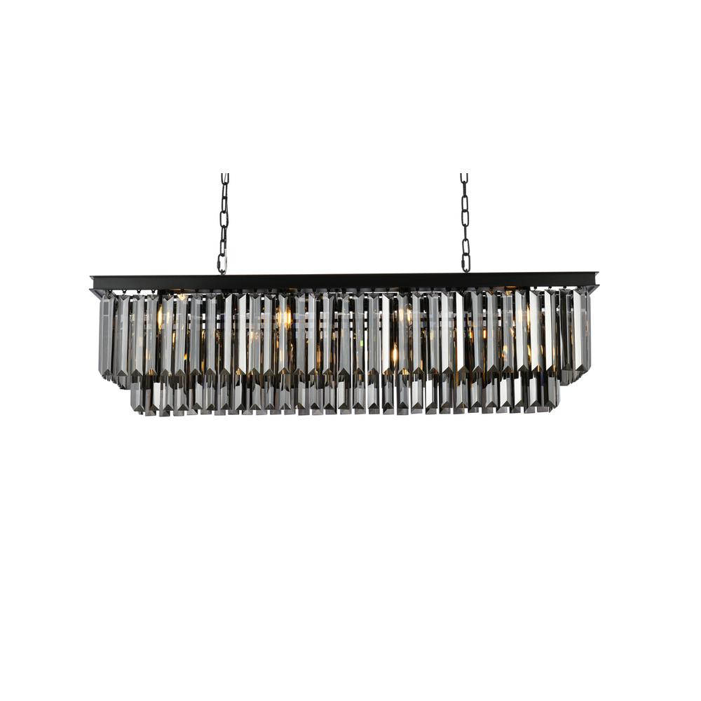 Sydney 12 light Matte Black Chandelier Silver Shade (Grey) Royal Cut Crystal. Picture 2