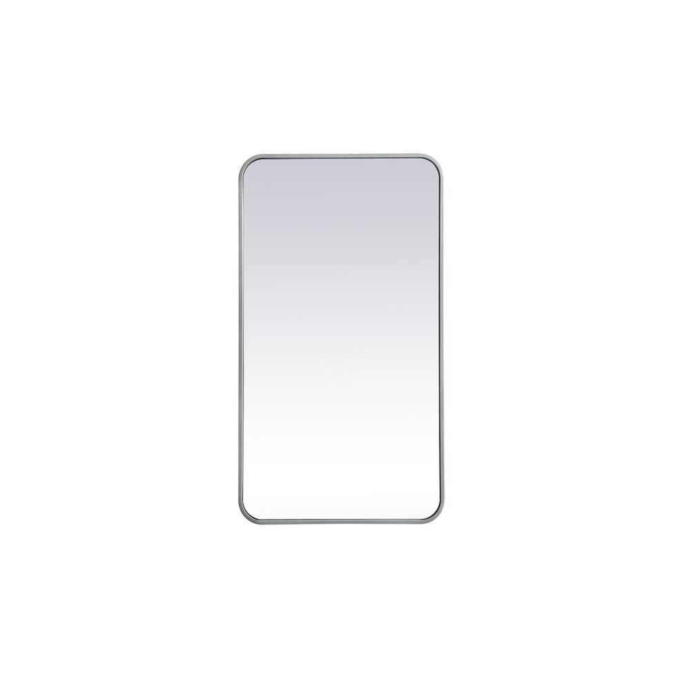 Soft corner metal rectangular mirror 20x36 inch in Silver. Picture 1