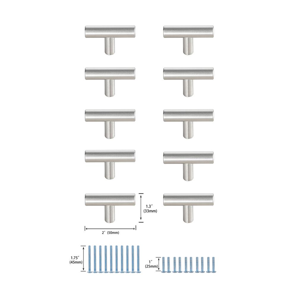 Quinn Brushed Nickel T Pull Multipack (set of 10). Picture 5