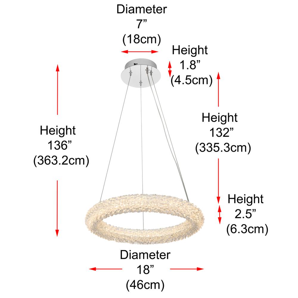 Bowen 18 inch Adjustable LED Chandelier in Chrome. Picture 10