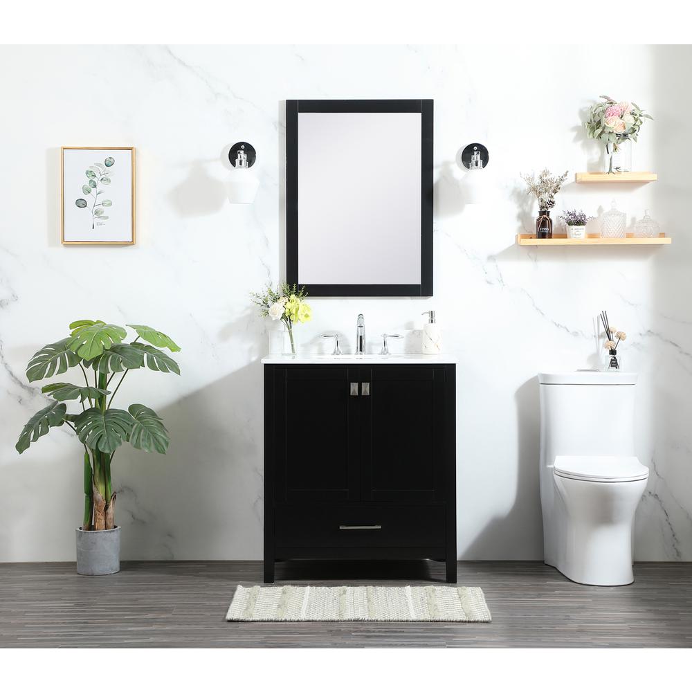30 inch Single bathroom vanity in black with backsplash. Picture 4