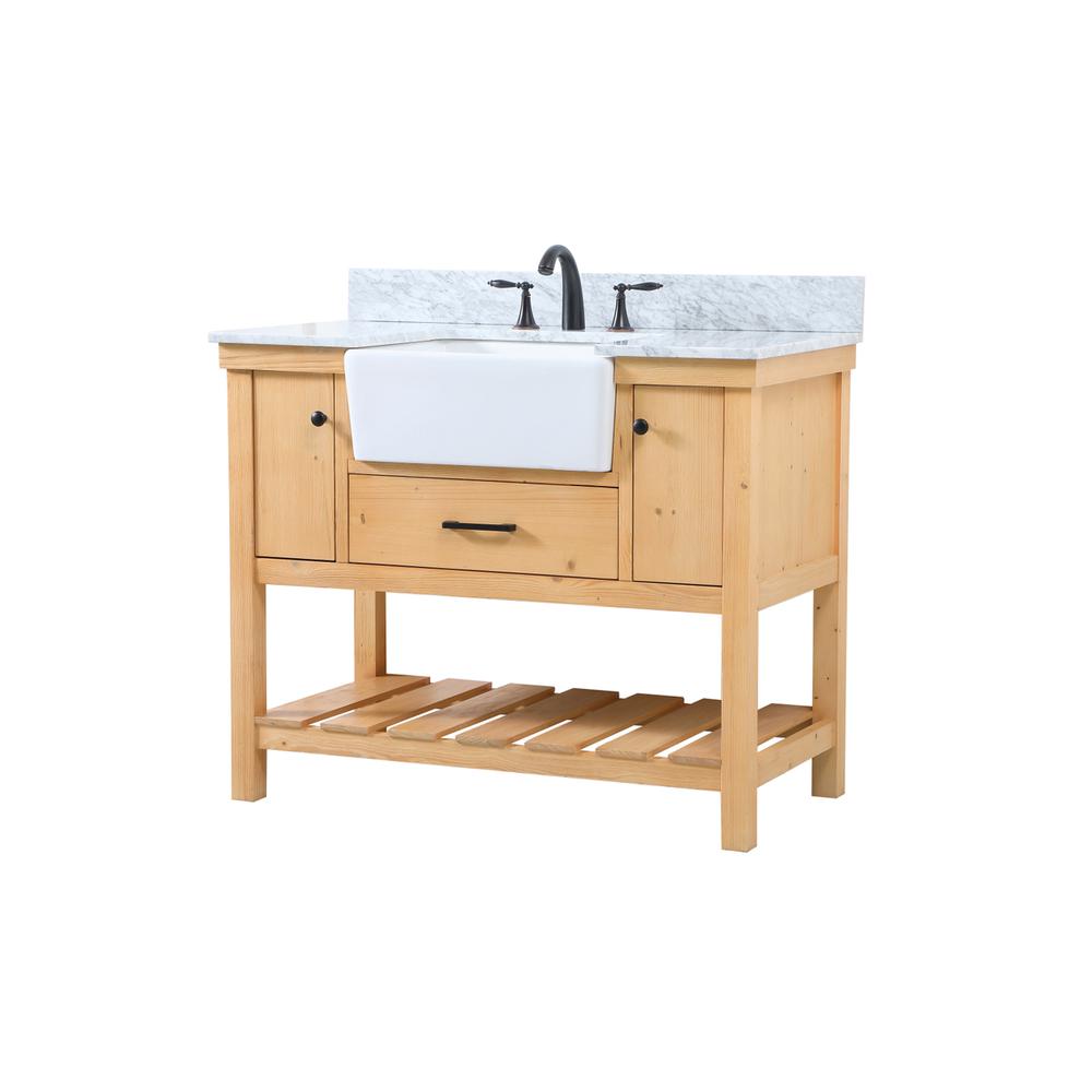 42 inch Single bathroom vanity in natural wood with backsplash. Picture 7