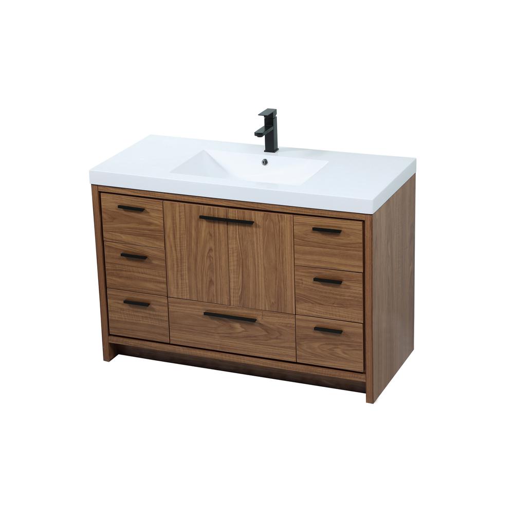 48 inch Single bathroom vanity in walnut brown. Picture 8