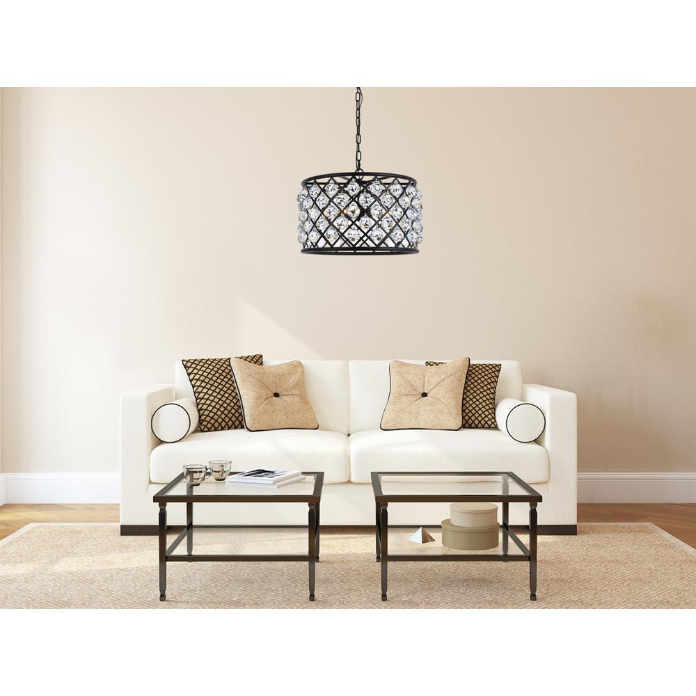 Madison 6 light Matte Black Pendant Clear Royal Cut Crystal. Picture 7