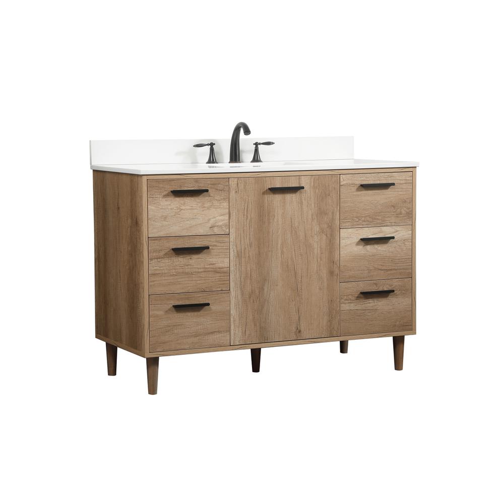 48 inch Single bathroom vanity in natural oak with backsplash. Picture 7