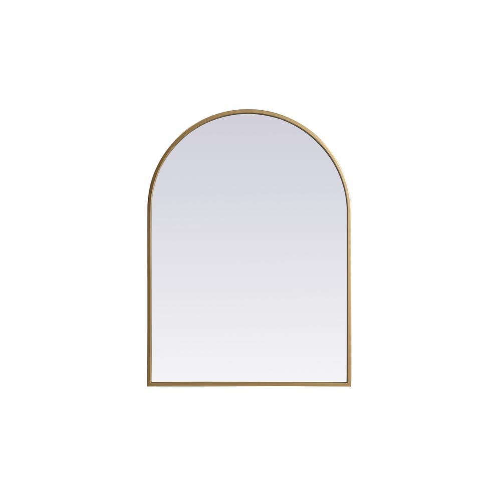 Metal Frame Arch Mirror 22x30 Inch in Brass. Picture 1