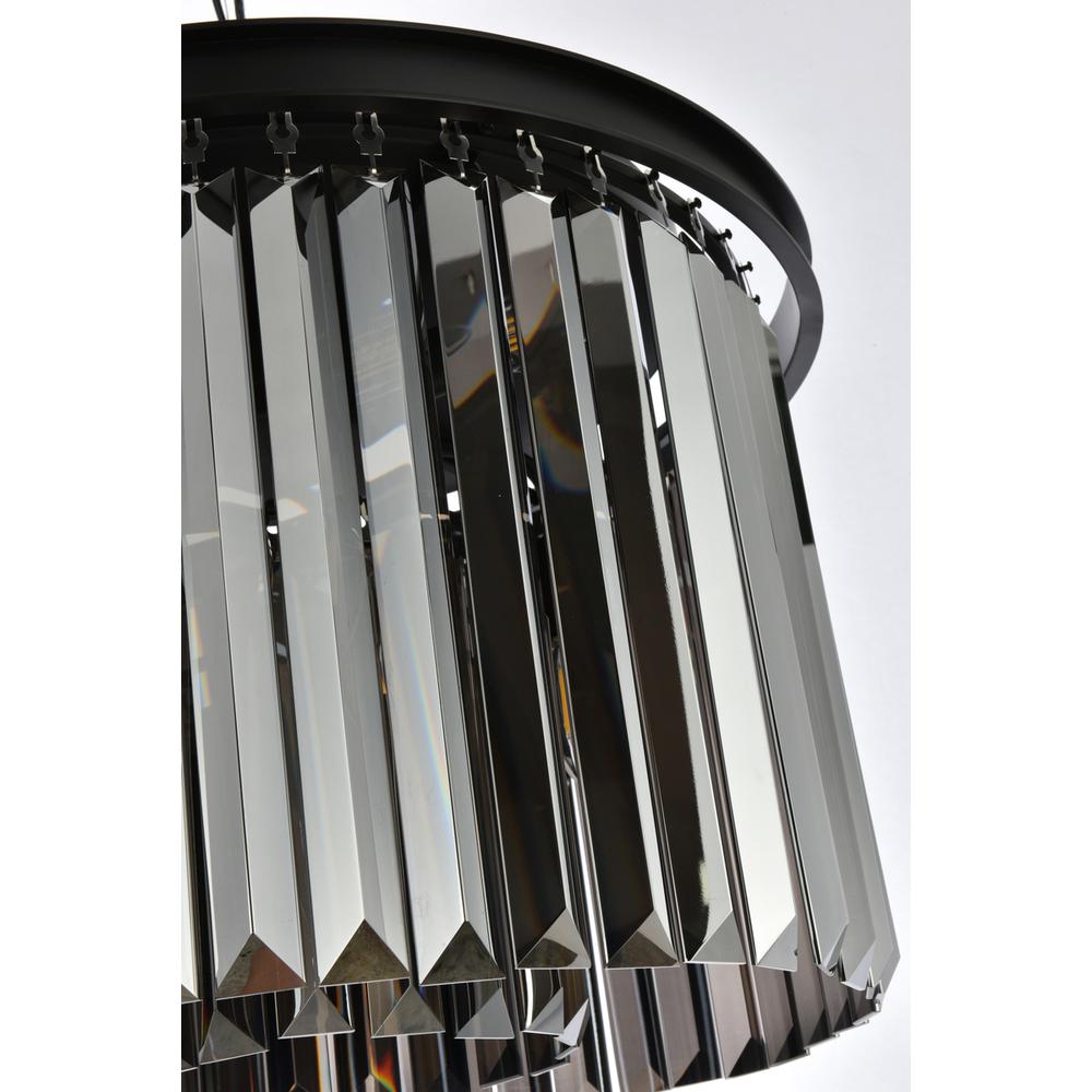 Sydney 6 light Matte Black Pendant Silver Shade (Grey) Royal Cut Crystal. Picture 5