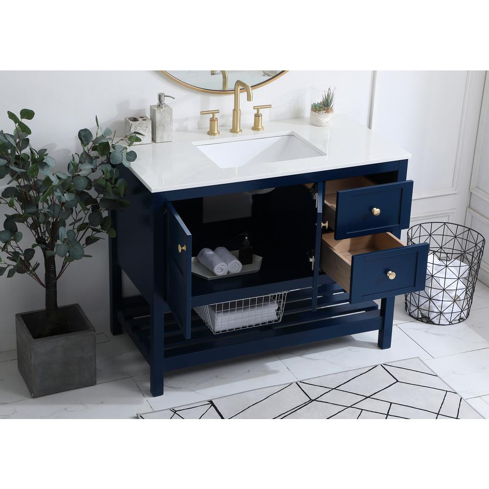 42 inch Single Bathroom Vanity in Blue. Picture 3