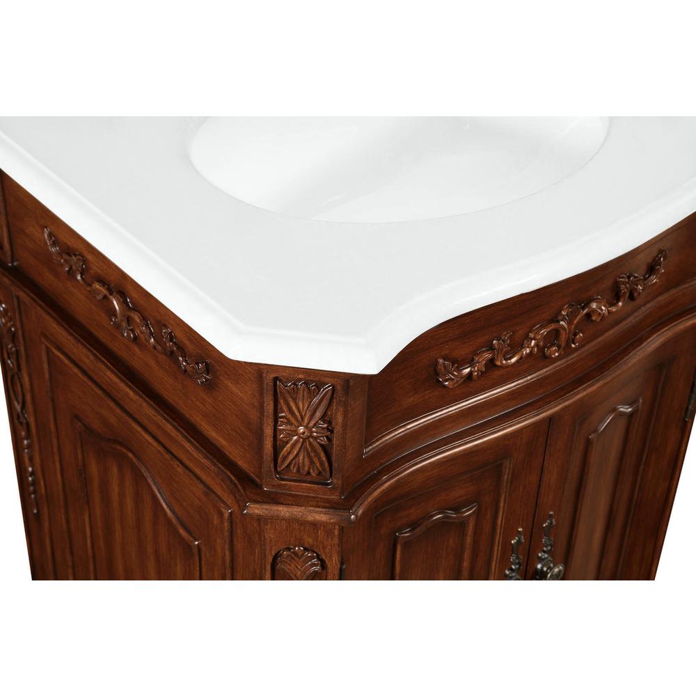 24 inch Single Bathroom vanity in Brown with ivory white engineered marble. Picture 4