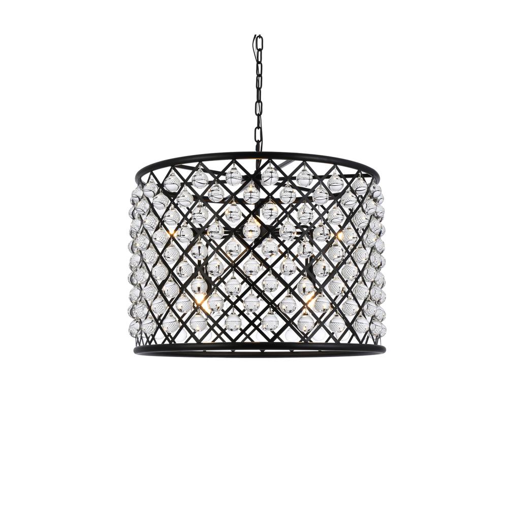 Madison 8 light Matte Black Chandelier Clear Royal Cut Crystal. Picture 2