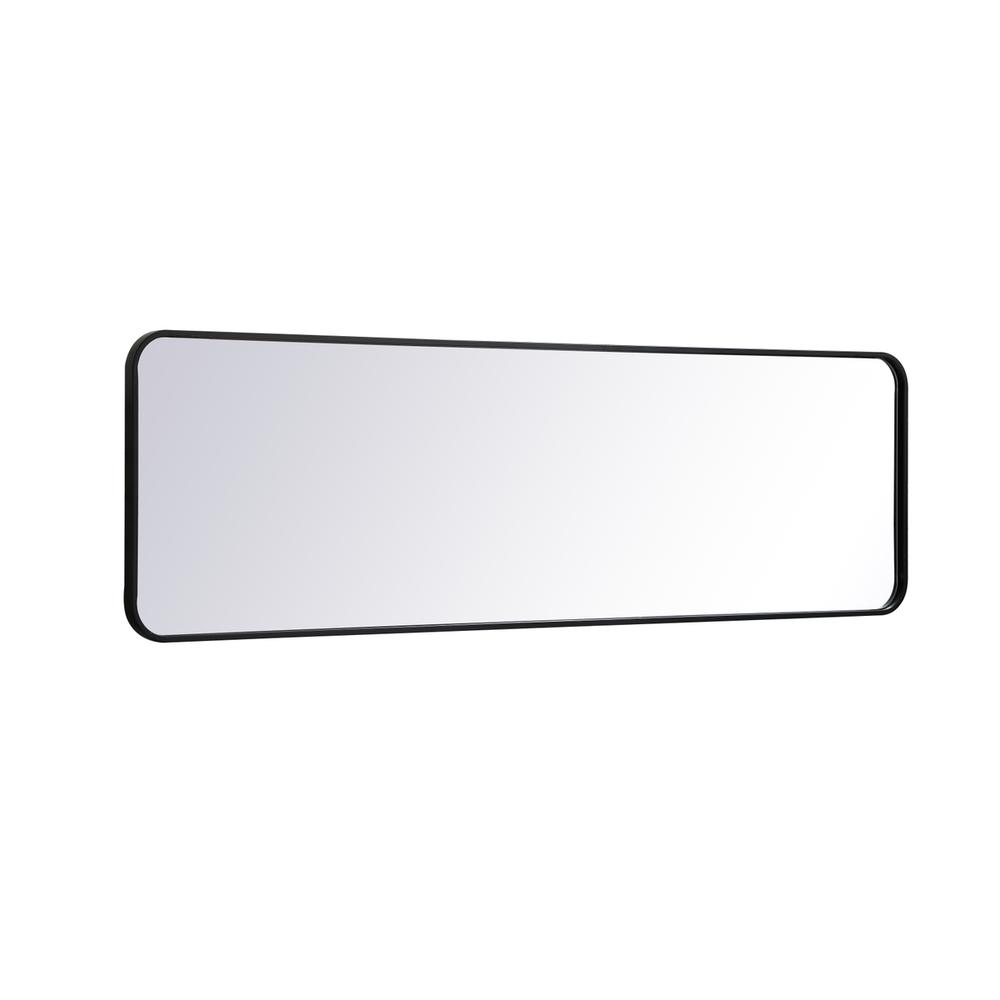 Soft corner metal rectangular mirror 18x60 inch in Black. Picture 7